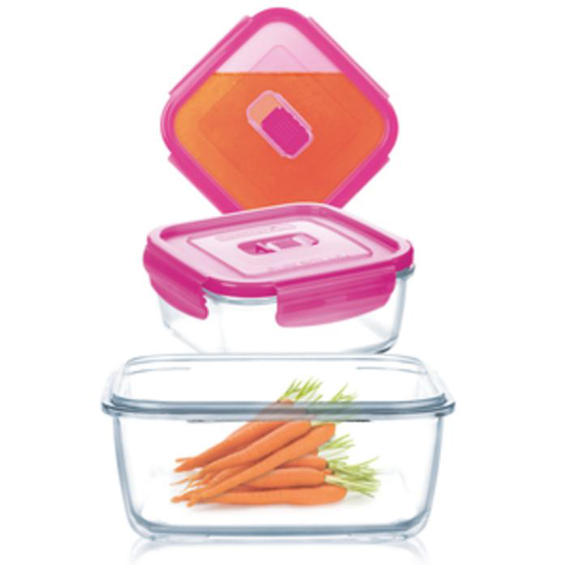 Набор салатников  PURE BOX SQUARE PINK 3шт. с клап. (0,38; 1,22; 2,5л)