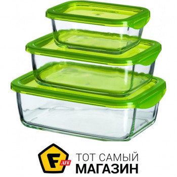 Набор салатников  KEEP'N BOX RECT GREEN 3шт. (0,38; 0,82; 1,22л) + термосумка